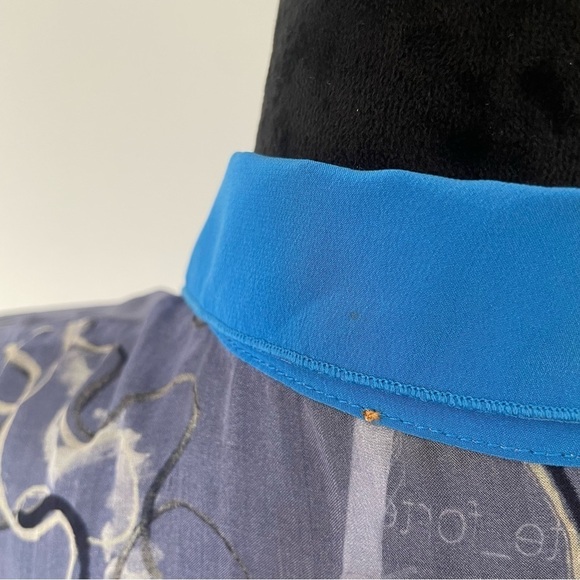 Forte_Forte Blue Purple Silk Floral Hidden Button Placket Blouse EUC Size I/4/S - Picture 9 of 11